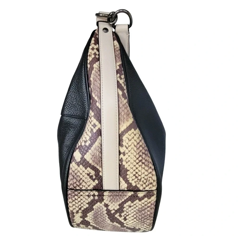 Coach Edie 31 Black Pebbled Leather‎ Snakeskin Python Hobo Bag F57503